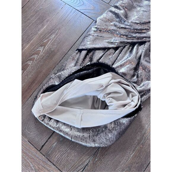 NWT Tadashi Shoji Bronze Sequin One Shoulder Cocktail Dress Size 6 - Picture 12 of 12